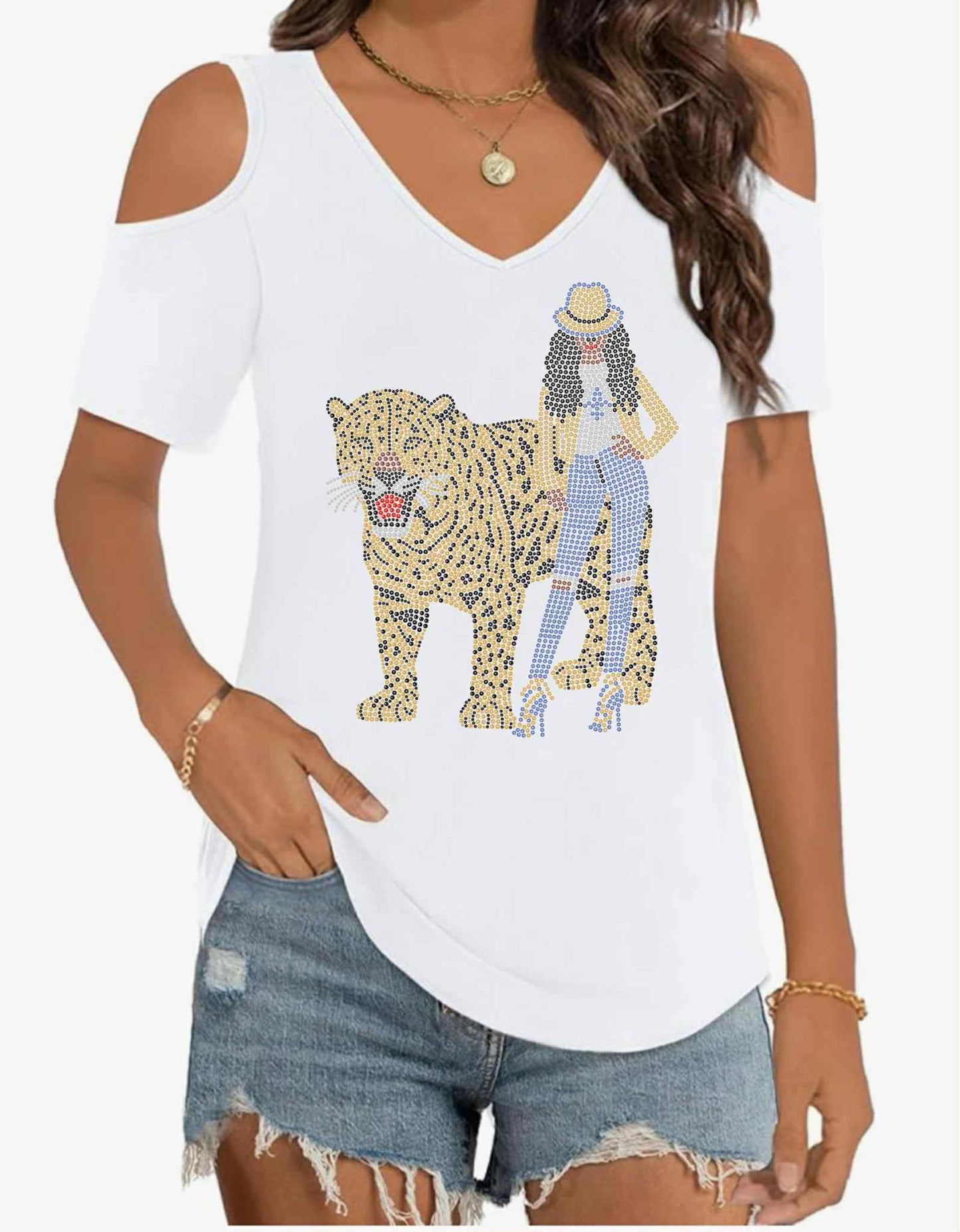 Jaguars Cold Shoulder Top_Columbia Blue