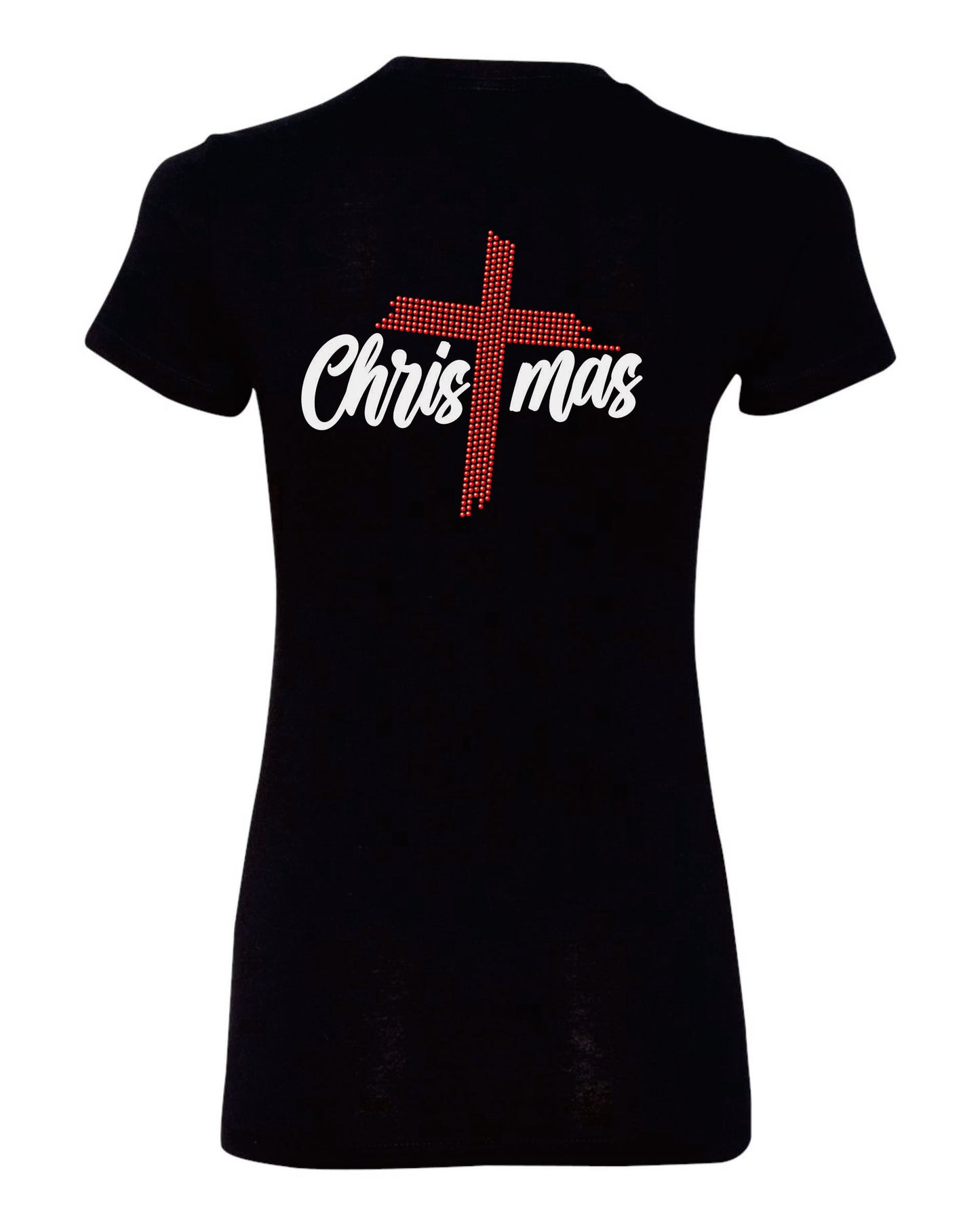 Christmas with Cross Glitter and Rhinestone T-Shirt