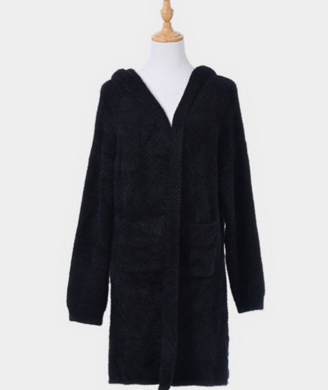 Plush Hooded Cardigan
