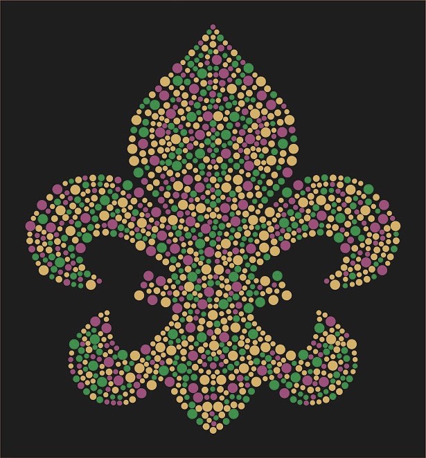 Multi-Color Mardi Gras FDL Design Only- 9x9.9"