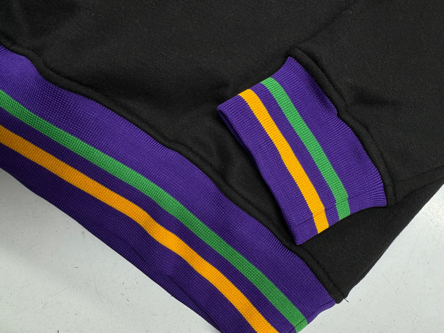 Blank Black Plush Sweatshirt w/Multi-Colored Ribbed Piping ***Pre-Orders 3 Weeks***