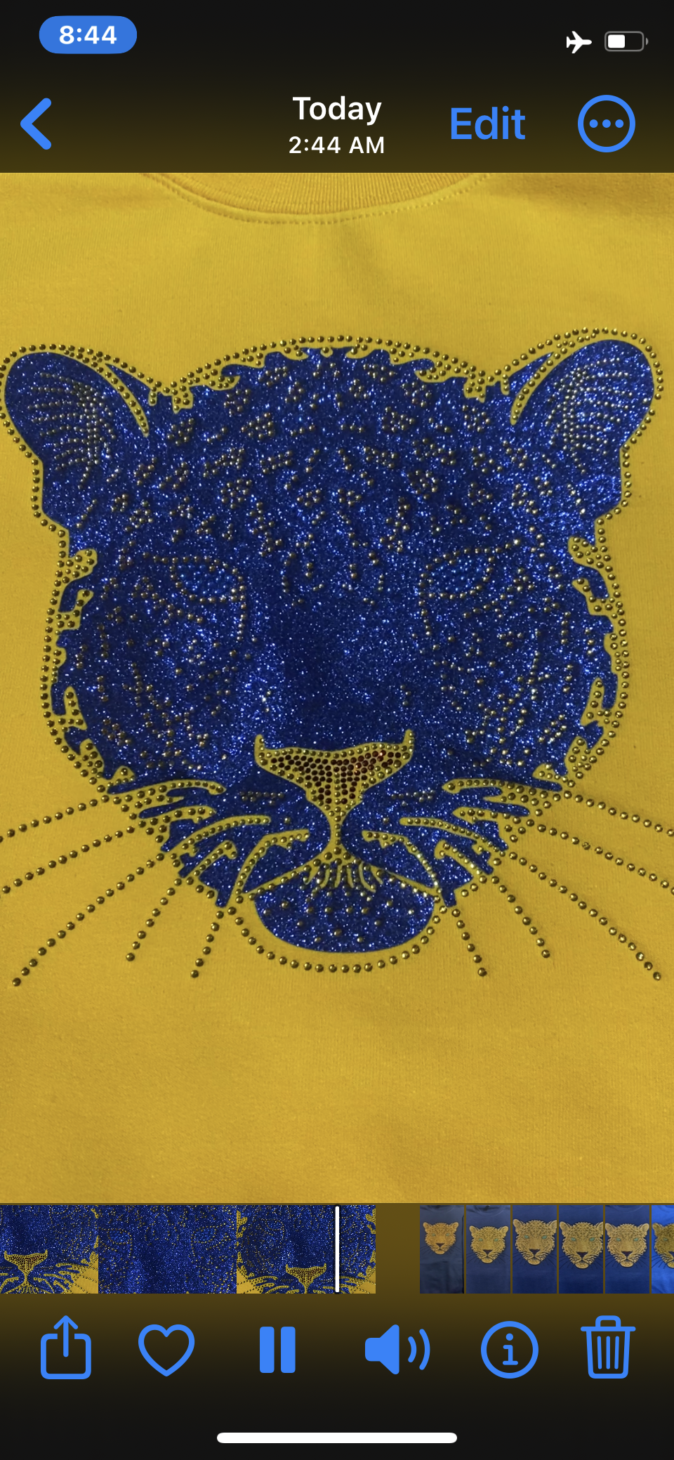 Jaguar Face Blue Glitter T-Shirt