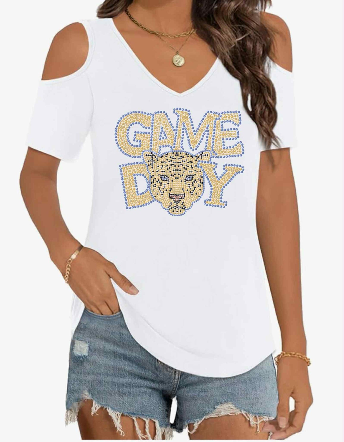 Jaguars Cold Shoulder Top_Columbia Blue