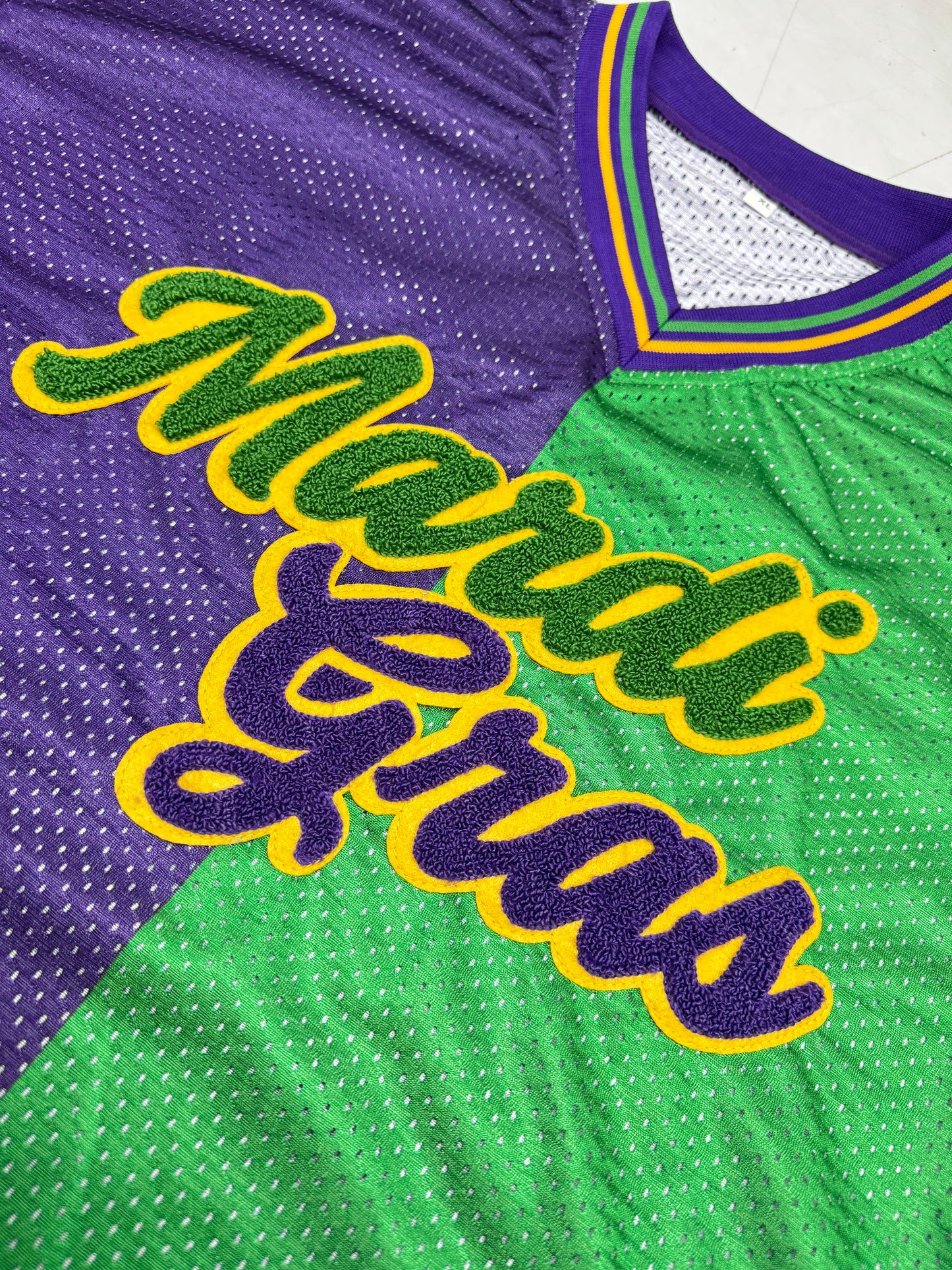 Mardi Gras Poly Mesh Jersey_Half & Half **Pre-Orders Only**