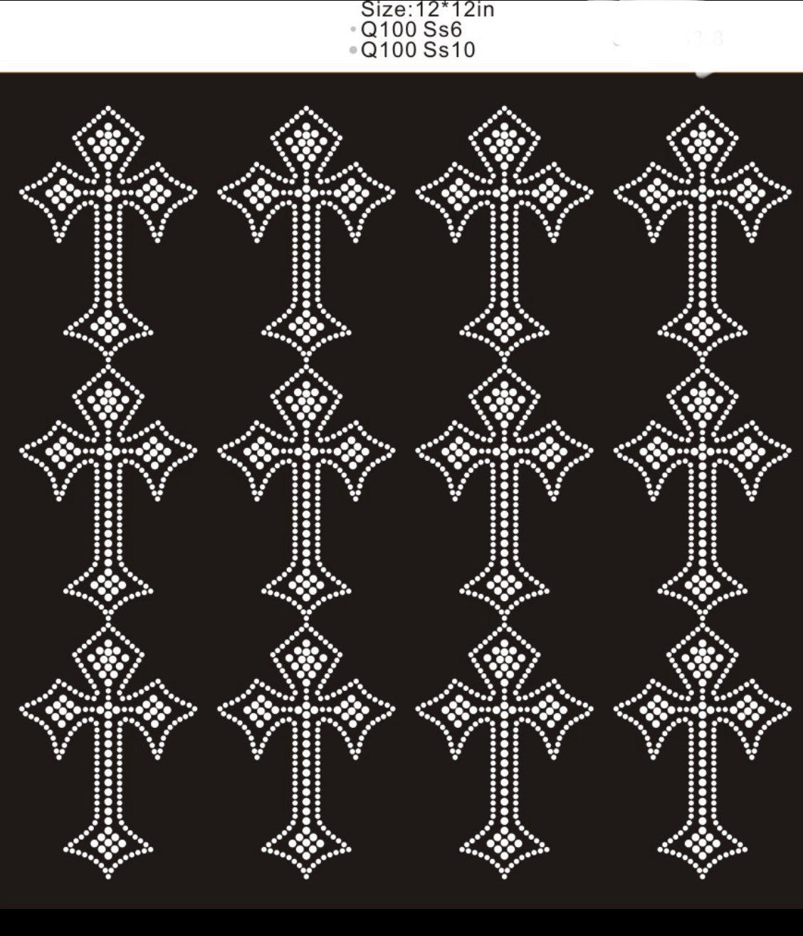 Rhinestone Crosses Clear SS6, SS10- 12 Crosses 12"x12" Austrian Crystals