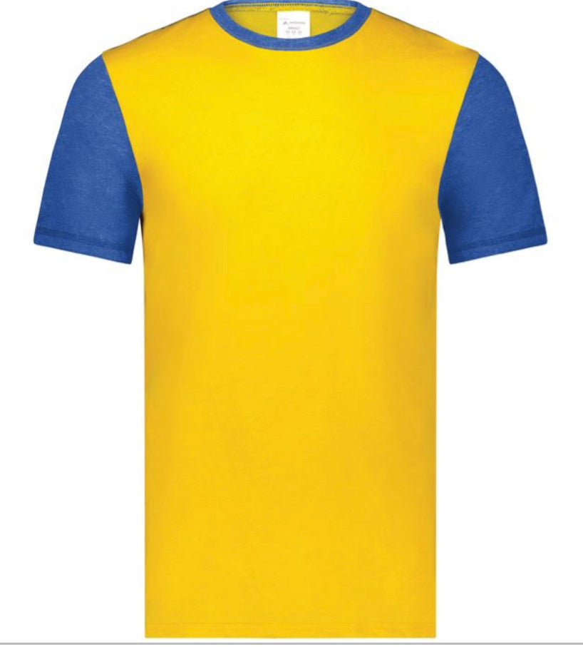 Gold Gameday Shirt Vintage Ringer Tee w/Royal Blue Sleeves