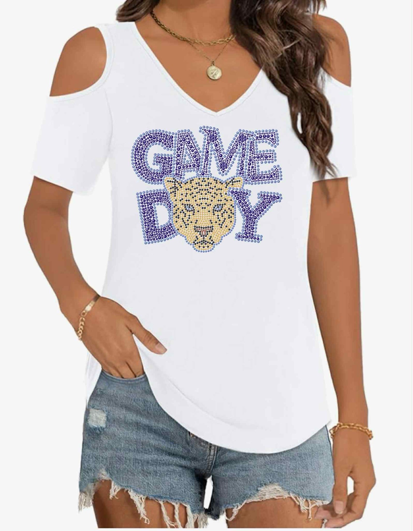 Jaguars Cold Shoulder Top_Columbia Blue