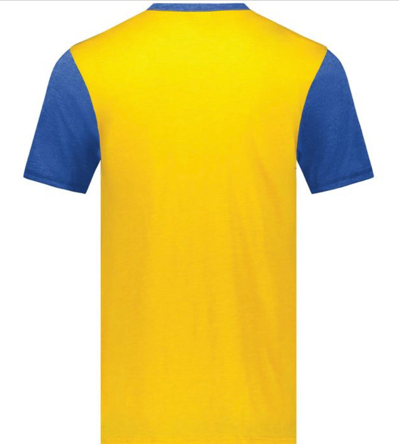 Gold Gameday Shirt Vintage Ringer Tee w/Royal Blue Sleeves