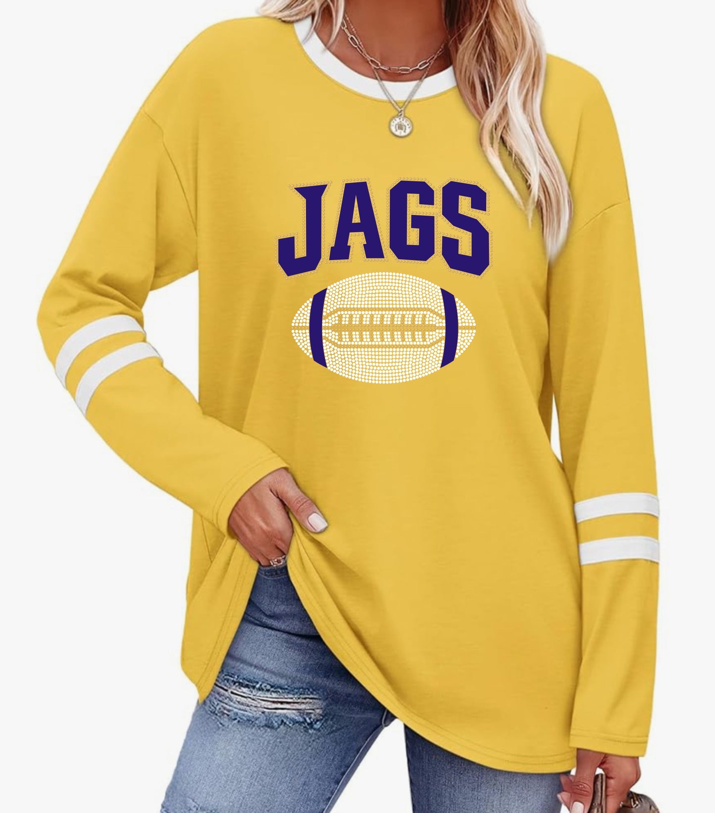 Yellow Gold and White Long Sleeve Jersey Shirt