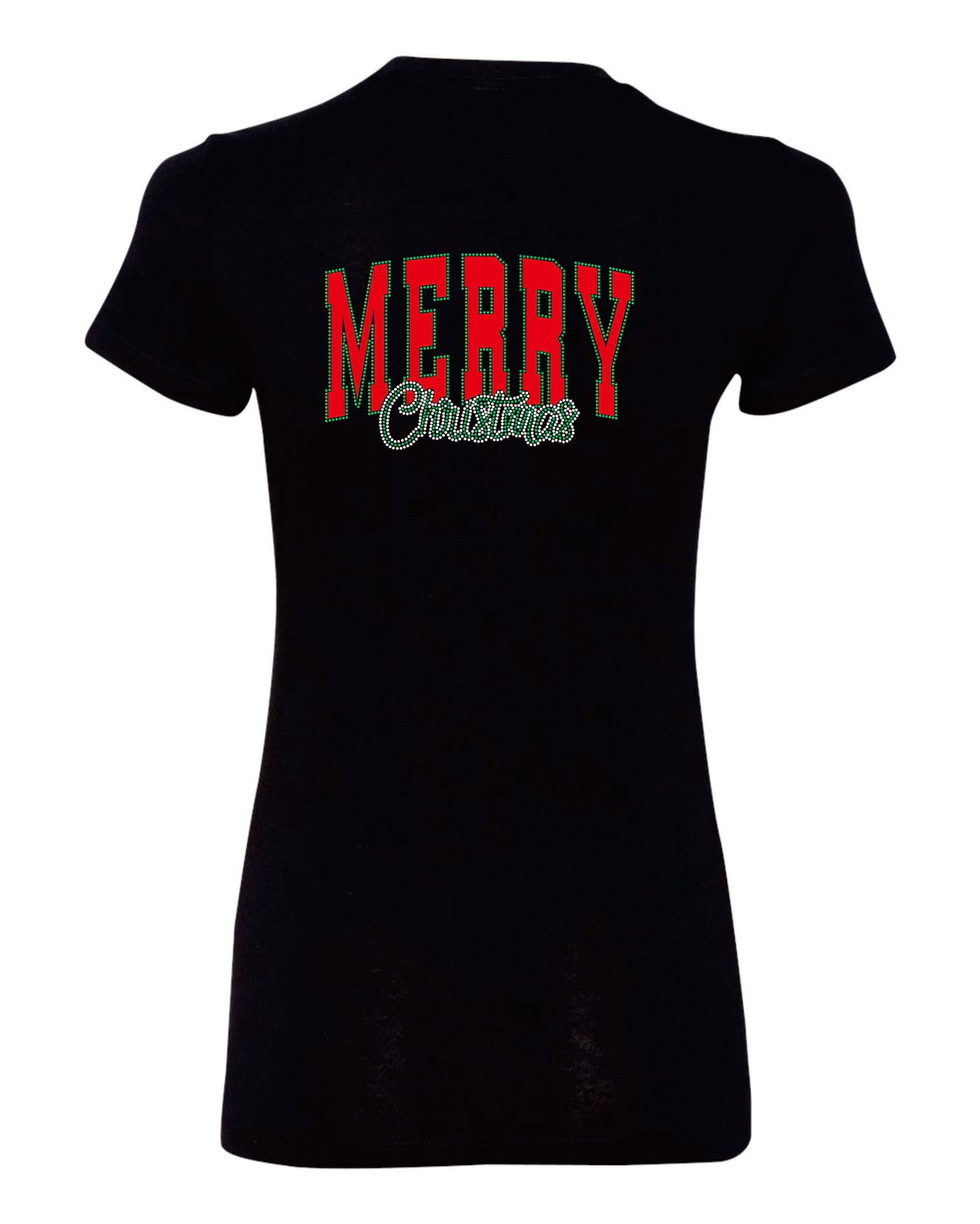 Merry Christmas with Cross Glitter and Rhinestone T-Shirt