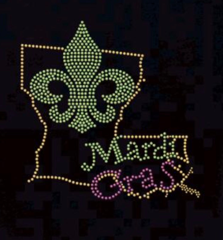 Mardi Gras LA FDL Design Only * Size 9.5"Wx10"H Rhinestuds