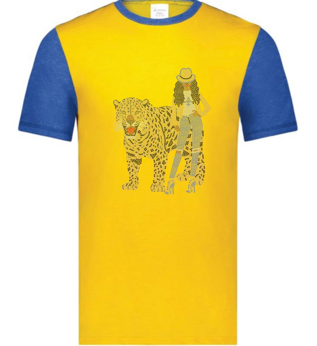 Gold Gameday Shirt Vintage Ringer Tee w/Royal Blue Sleeves