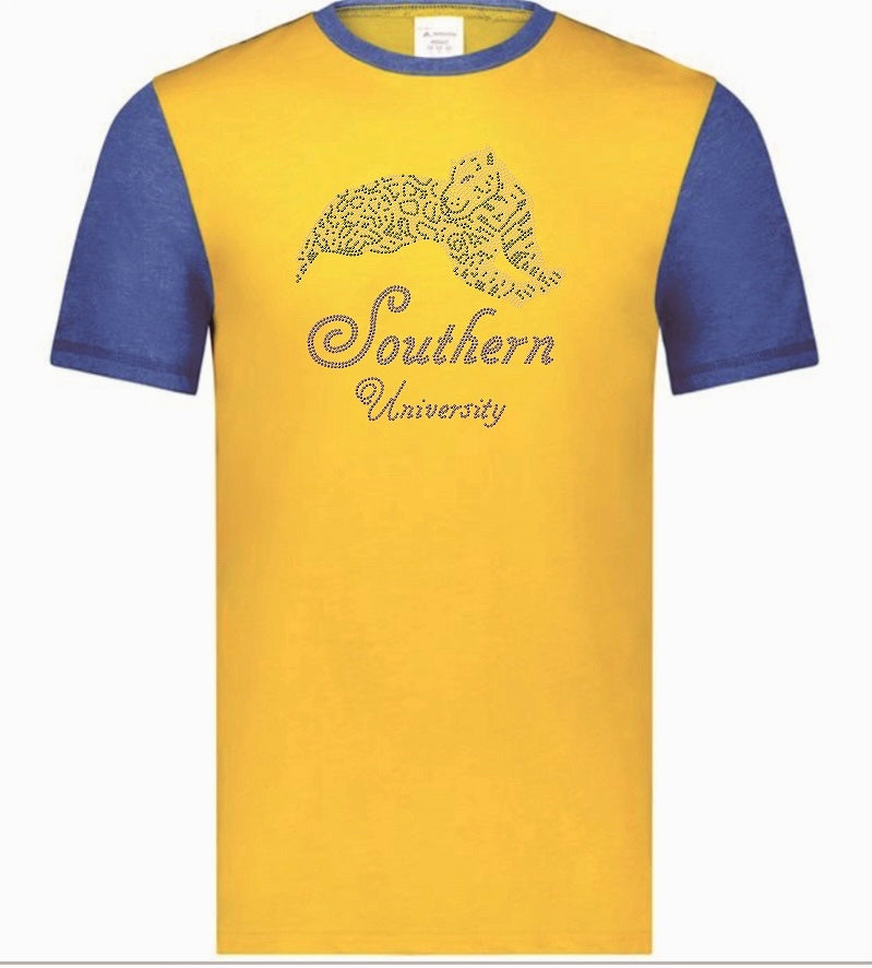 Gold Gameday Shirt Vintage Ringer Tee w/Royal Blue Sleeves