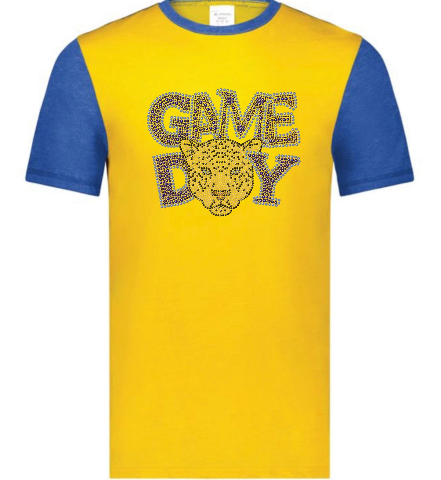 Gold Gameday Shirt Vintage Ringer Tee w/Royal Blue Sleeves