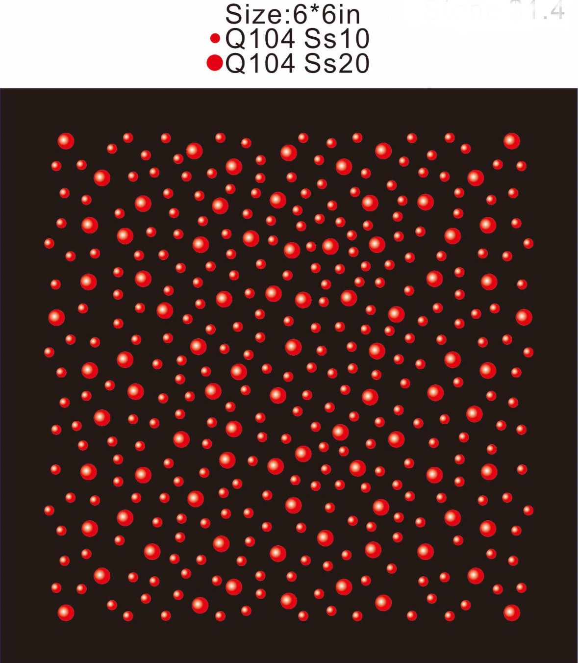 Scattered Rhinestones_Red SS10 SS20- 6x6" Austrian Crystals