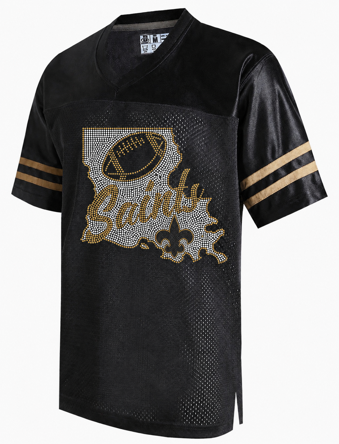Saints Black Mesh Jersey w/Gold Stripes