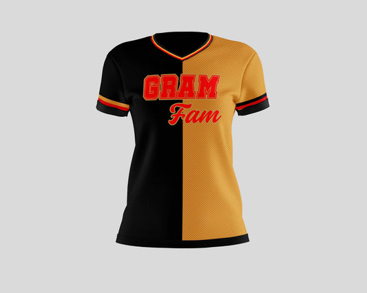 Black and Gold Gameday Jersey_Gram Fam Inspired Ladies Fit…**PRE-ORDERS**