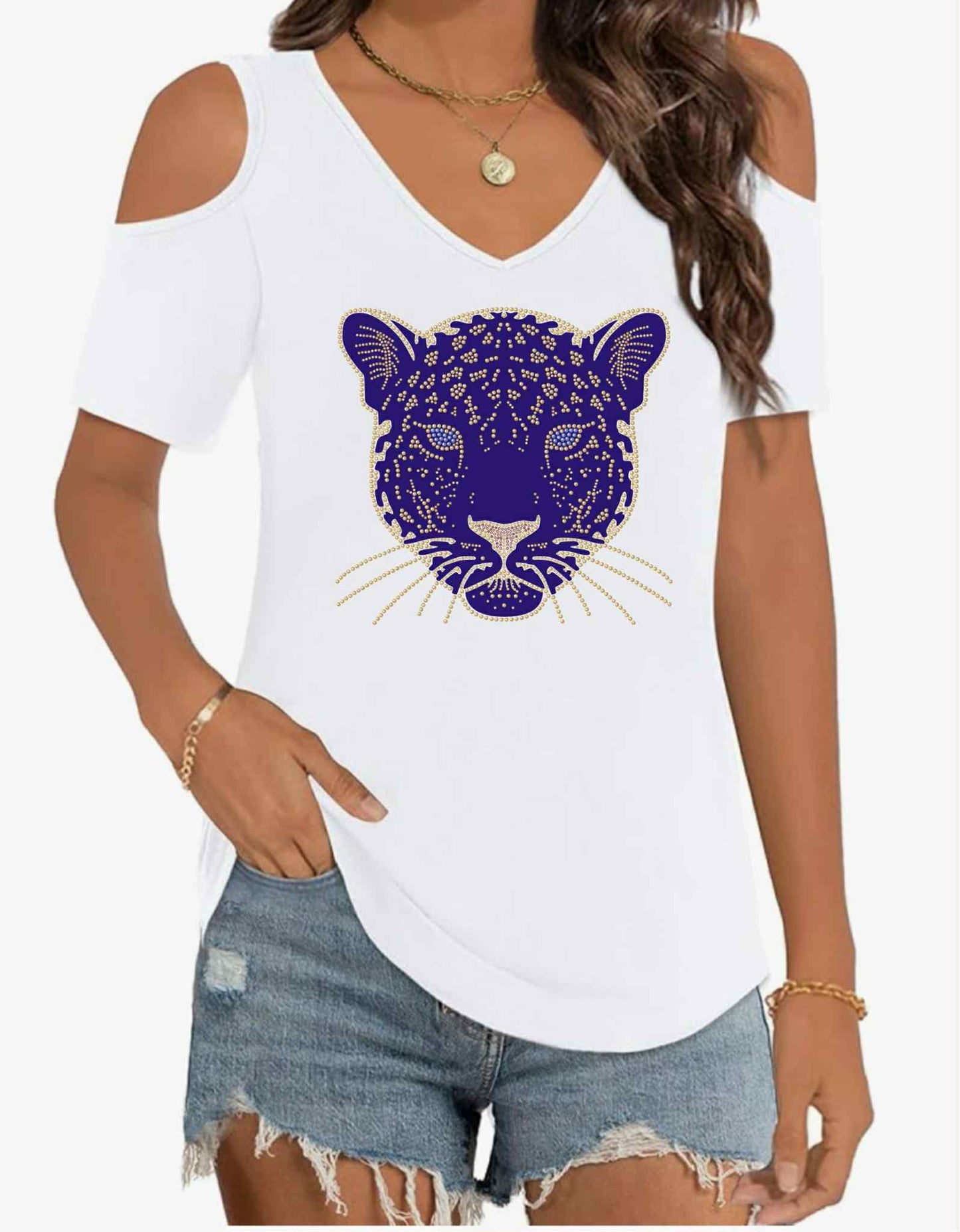 Jaguars Cold Shoulder Top_Columbia Blue