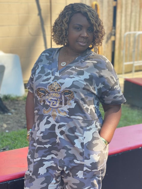 Camouflage Oversized Jumpsuit w/pockets