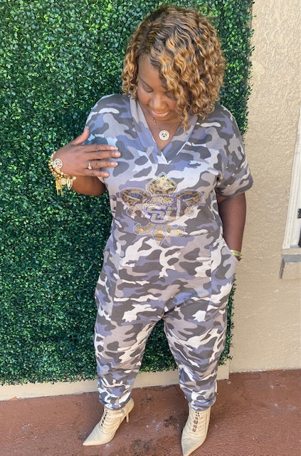 Camouflage Oversized Jumpsuit w/pockets