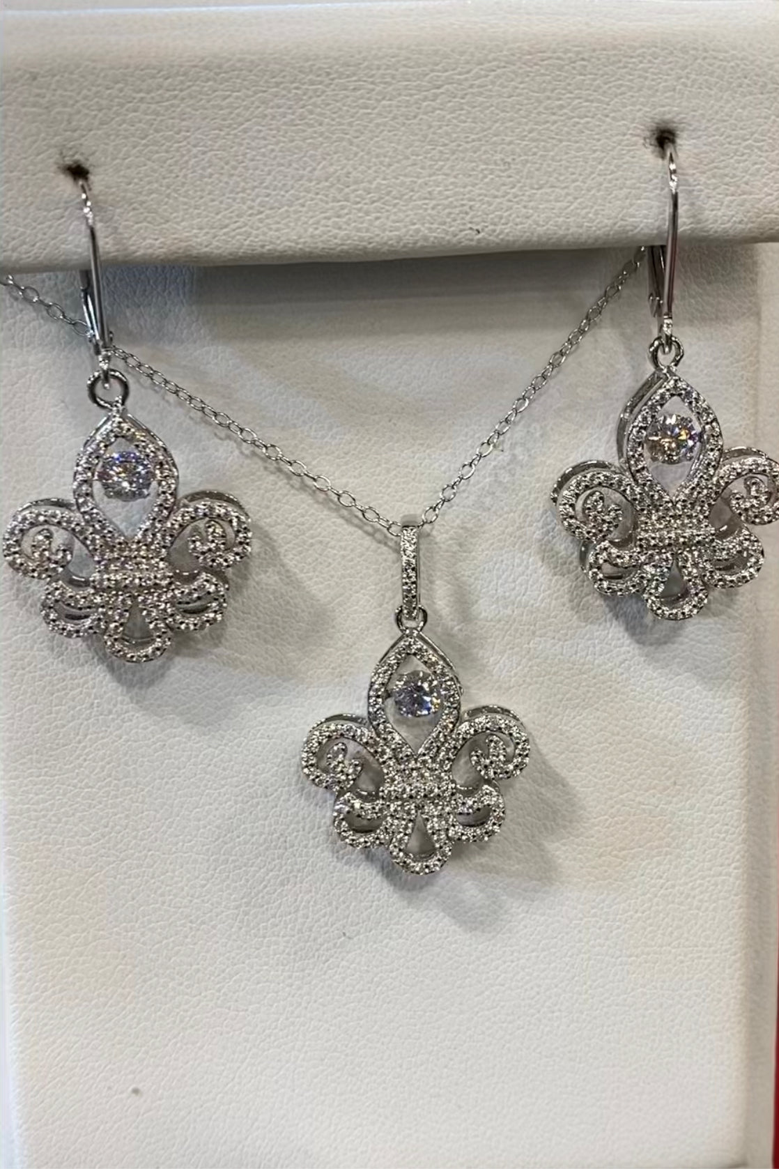Dancing Fleur de Lis Pendant & Earrings