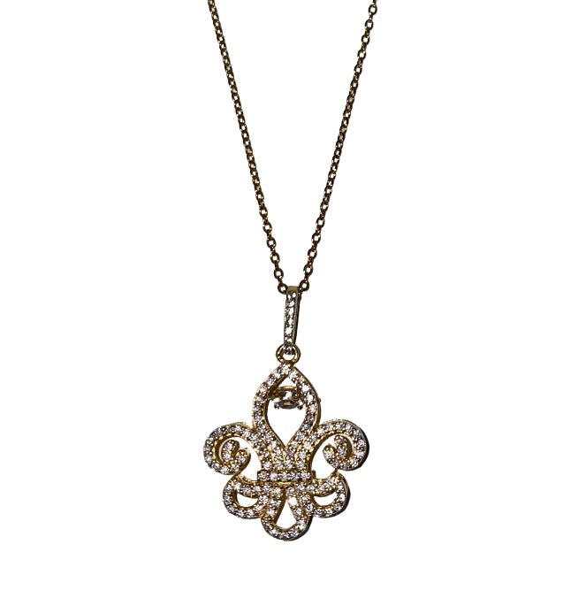 Dancing Fleur de Lis Pendant & Earrings - Gold
