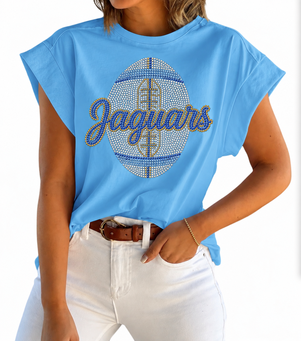 Blue Cap Sleeve Tank Top SU Jaguar Inspired
