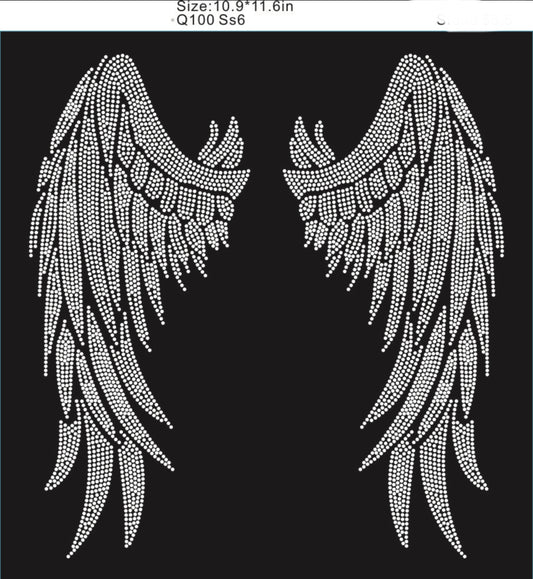Rhinestone Angel Wings Clear SS6 10.9"x11.6" Austrian Crystals