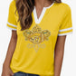 Gold Jersey Shirt w/White Stripes SU Jaguar Inspired V-Neck