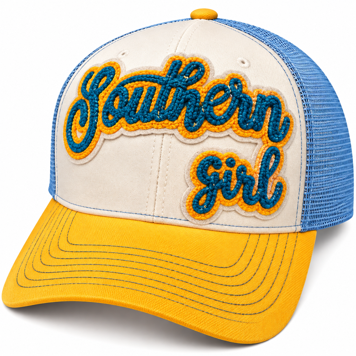 White/Gold/Blue Southern Girl Hat