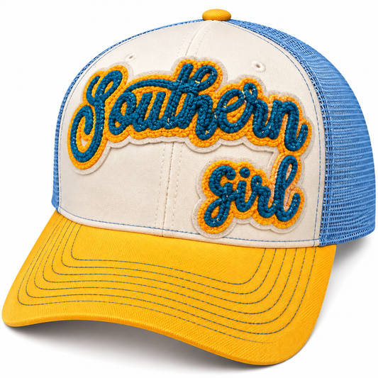 White/Gold/Blue Southern Girl Hat