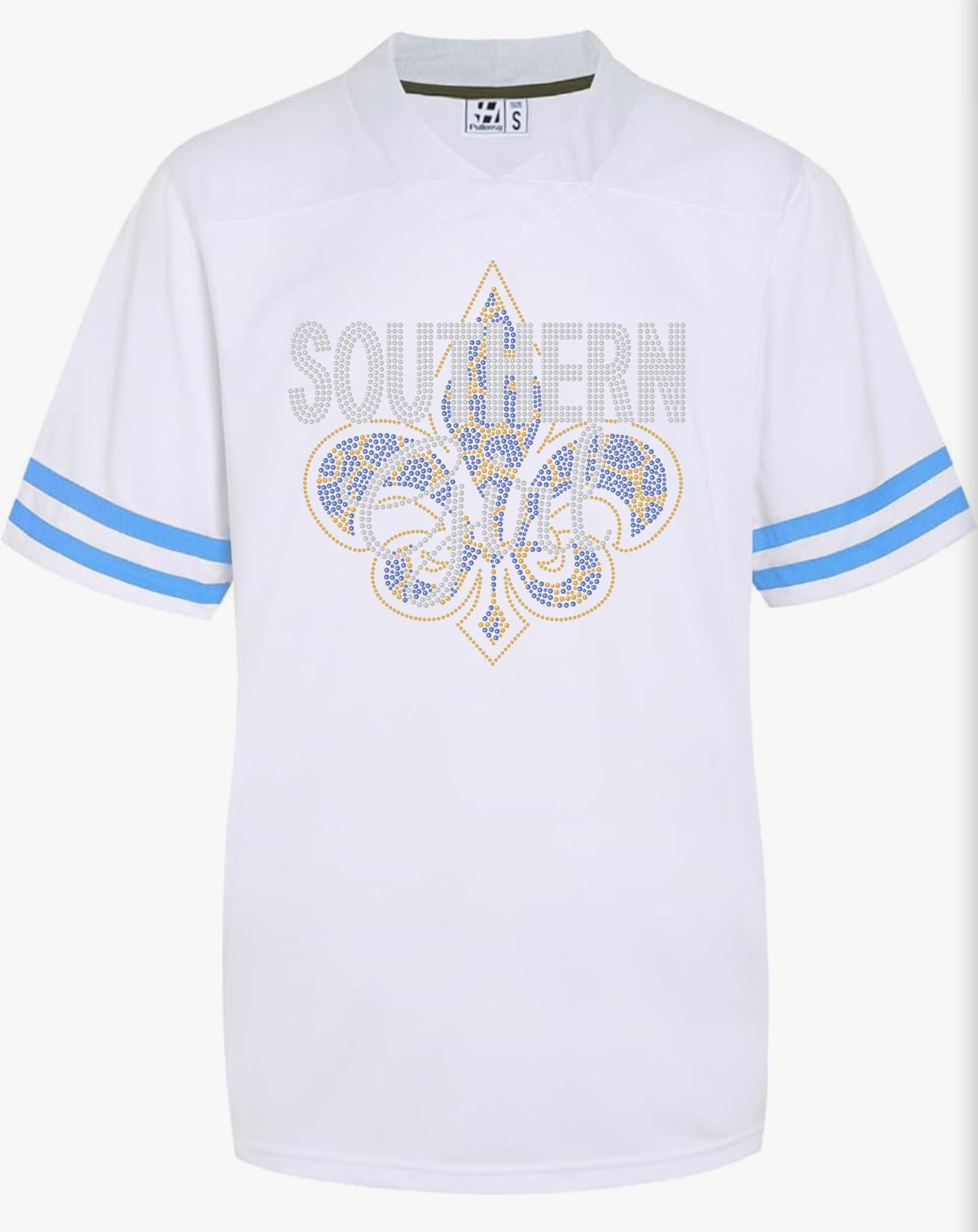 Southern Jags White Mesh Jersey w/Blue Stripes