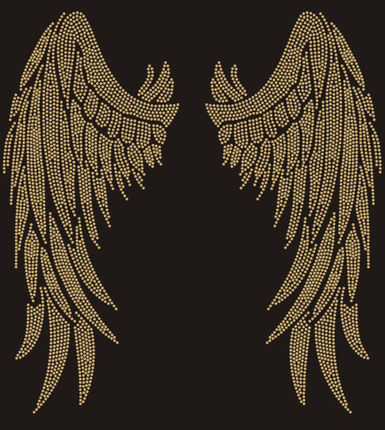 Rhinestone Angel Wings Gold SS6 10.9"x11.6" Austrian Crystals