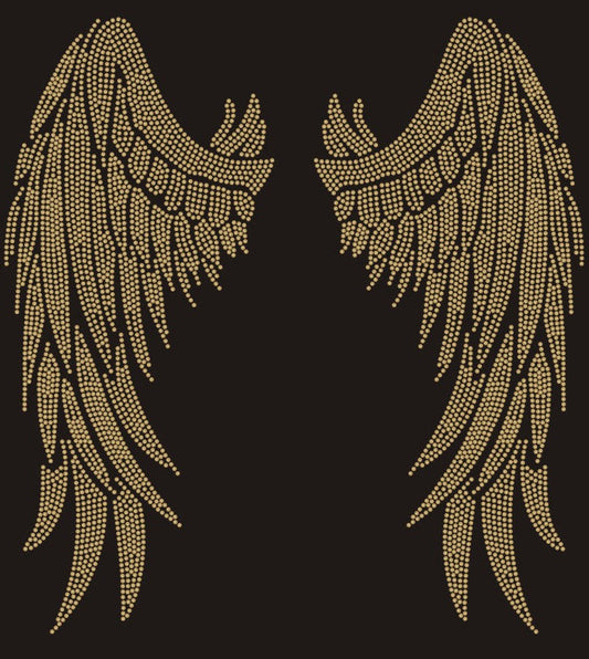 Rhinestone Angel Wings Gold SS6 10.9"x11.6" Austrian Crystals