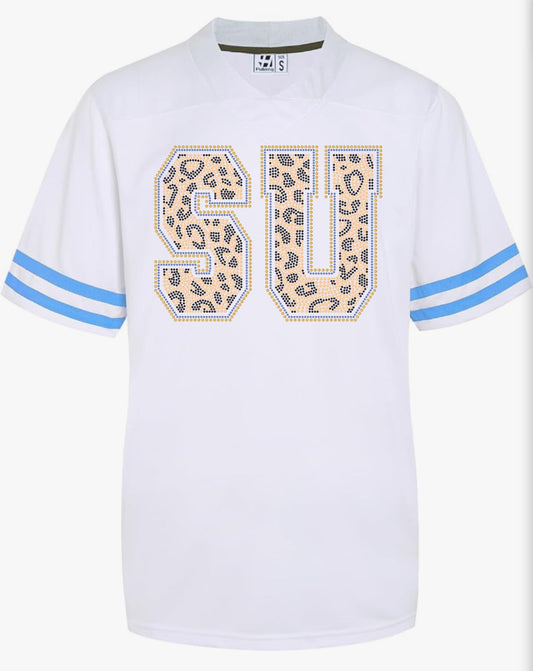 Southern Jags White Mesh Jersey w/Blue Stripes