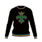 Mardi Gras Black Plush Sweatshirt w/Multi-Colored Piping