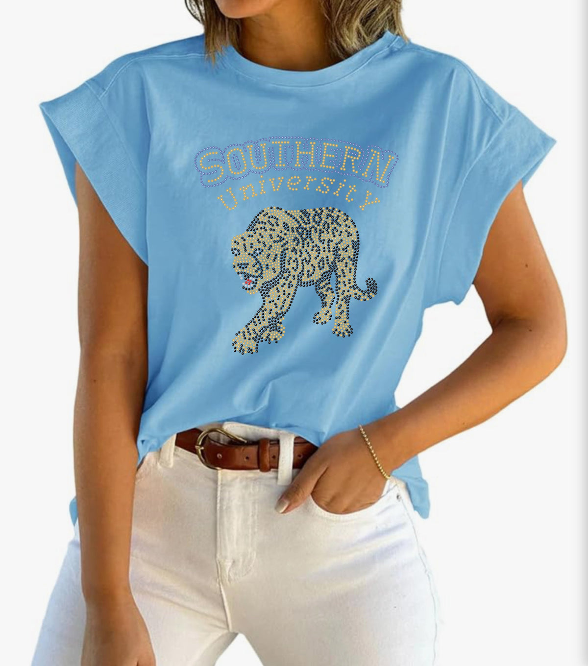 Blue Cap Sleeve Tank Top SU Jaguar Inspired