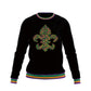 Mardi Gras Black Plush Sweatshirt w/Multi-Colored Piping