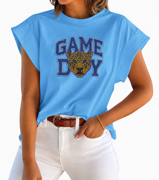 Blue Cap Sleeve Tank Top SU Jaguar Inspired