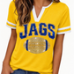 Gold Jersey Shirt w/White Stripes SU Jaguar Inspired V-Neck