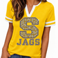 Gold Jersey Shirt w/White Stripes SU Jaguar Inspired V-Neck