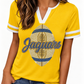 Gold Jersey Shirt w/White Stripes SU Jaguar Inspired V-Neck