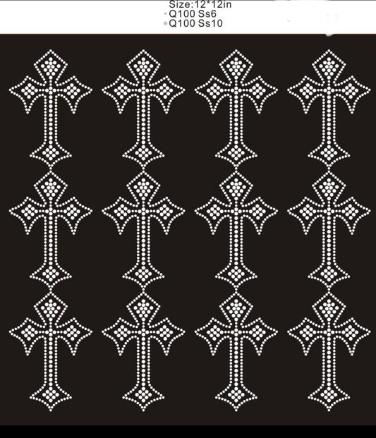 Rhinestone Crosses Clear SS6, SS10- 12 Crosses 12"x12" Austrian Crystals