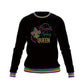 Mardi Gras Black Plush Sweatshirt w/Multi-Colored Piping