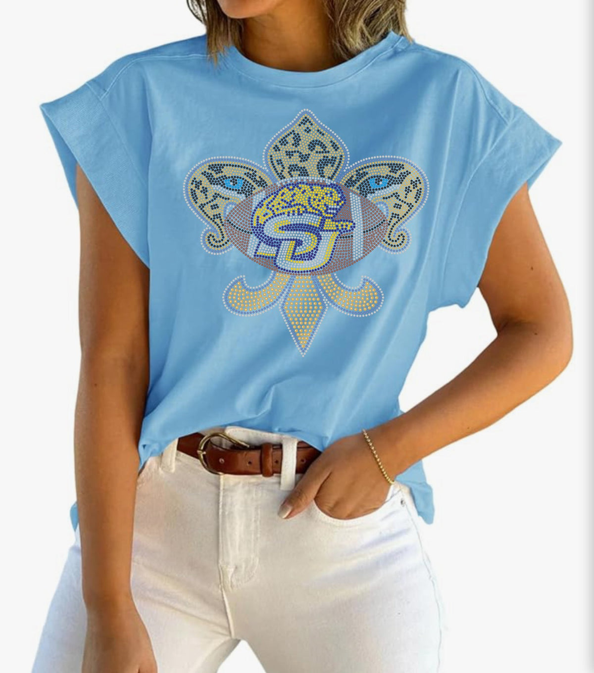 Blue Cap Sleeve Tank Top SU Jaguar Inspired