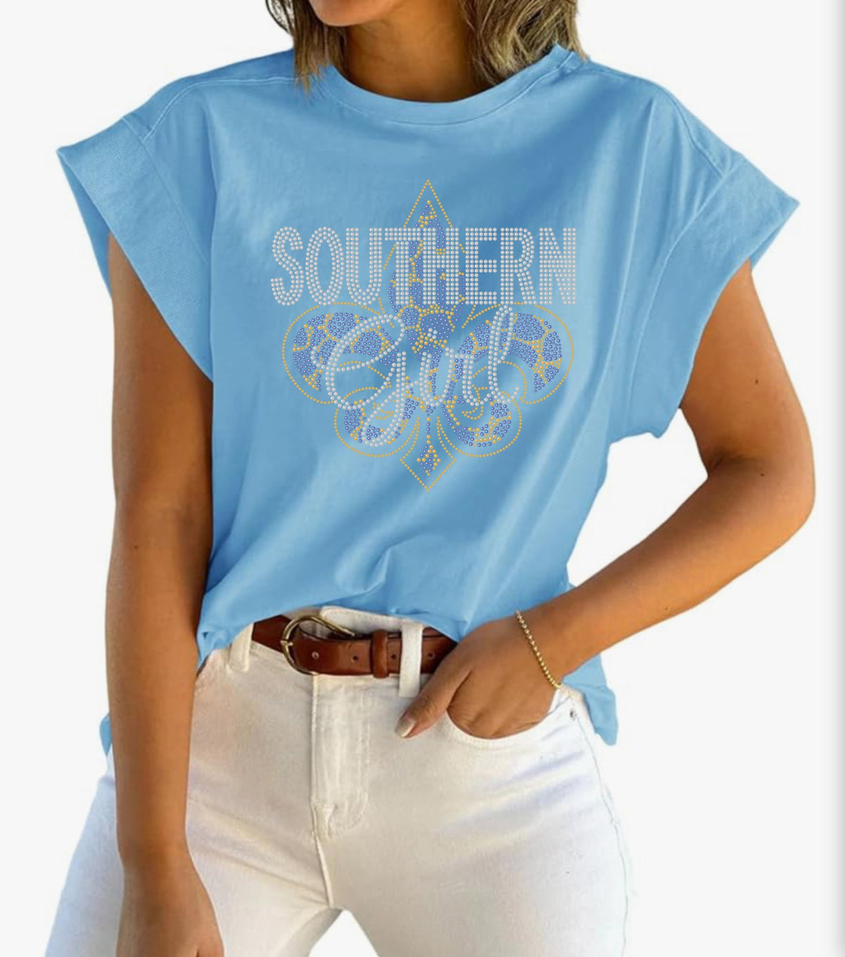 Blue Cap Sleeve Tank Top SU Jaguar Inspired