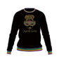 Mardi Gras Black Plush Sweatshirt w/Multi-Colored Piping
