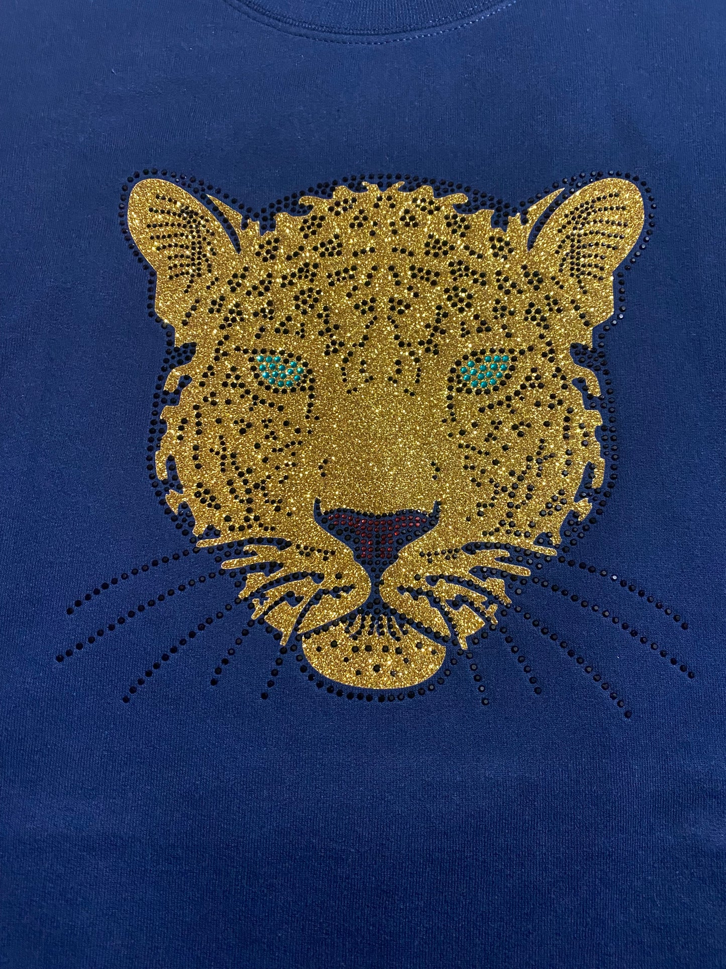 Jaguar Face Gold Glitter T-Shirt