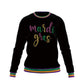 Mardi Gras Black Plush Sweatshirt w/Multi-Colored Piping