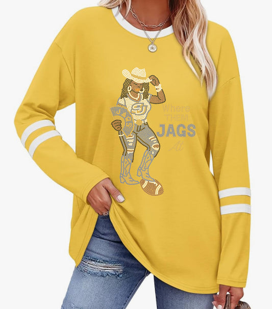 Yellow Gold and White Long Sleeve Jersey Shirt